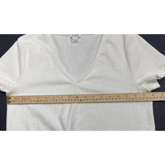 J. Crew White Cotton Minimalist Boho Beach Front Knot V Neck Blouse Small - Picture 7 of 13